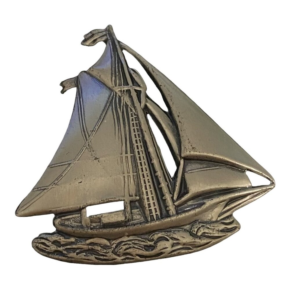 Danecraft Brooch Sail Boat Pin Women Sterling Silver 925 Vintage 1.5” x 1.5”